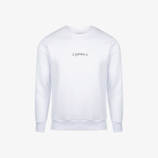 A white basic sweatshirt for men on a white background. Made by the designer brand z.james.c in Italy.